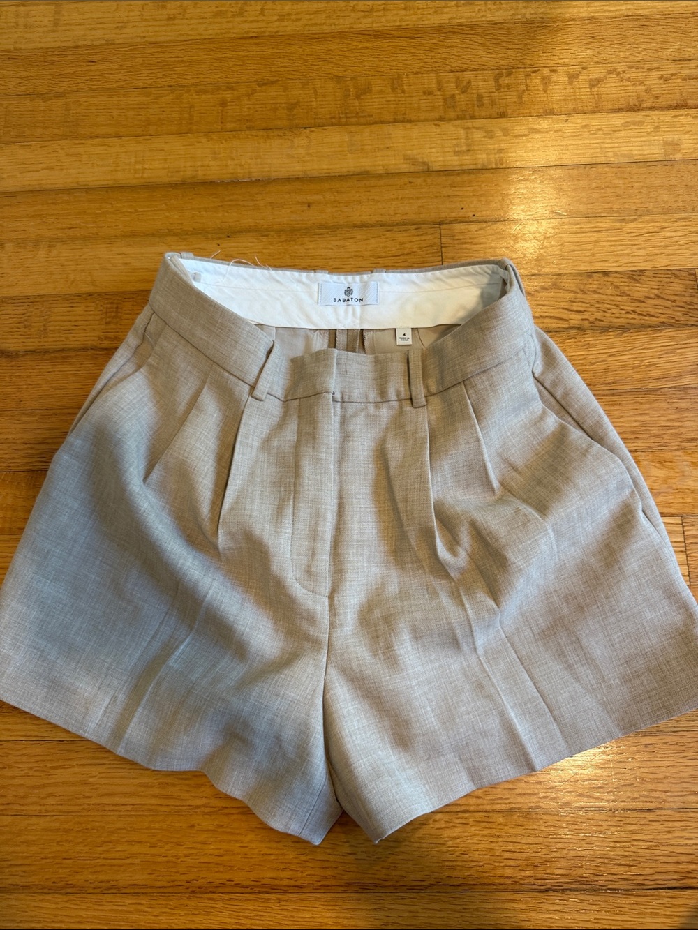 Aritzia Babaton Light Beige High-Rise Tailored Shorts